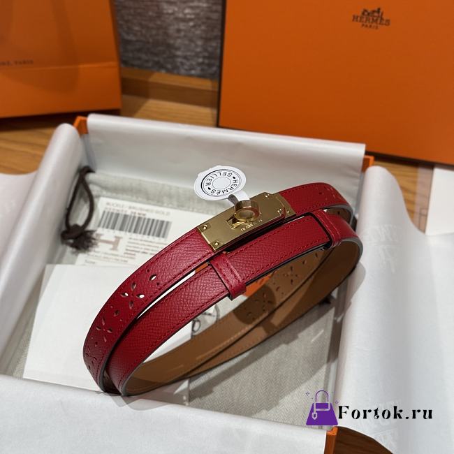 Fortok Hermès Kelly 18 belt Red 18mm/ 60-100cm Gold Hardware - 1