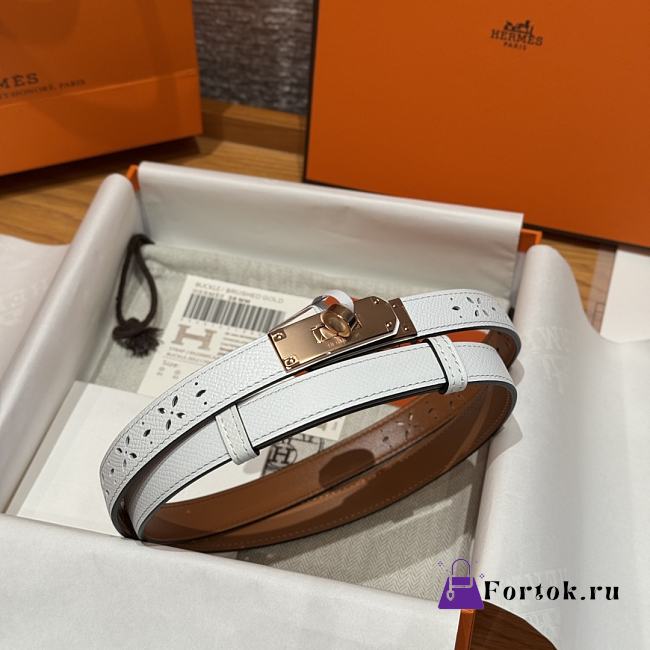 Fortok Hermès Kelly 18 belt White 18mm/ 60-100cm Rose Gold Hardware - 1