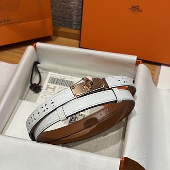 Fortok Hermès Kelly 18 belt White 18mm/ 60-100cm Rose Gold Hardware