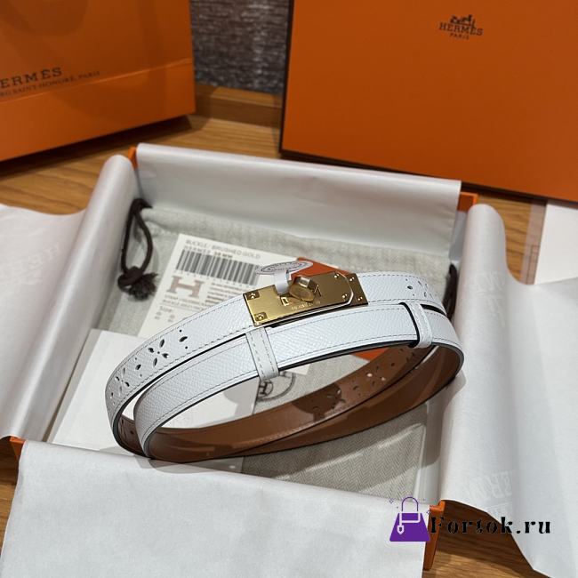 Fortok Hermès Kelly 18 belt White 18mm/ 60-100cm Gold Hardware - 1