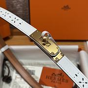 Fortok Hermès Kelly 18 belt White 18mm/ 60-100cm Gold Hardware - 5