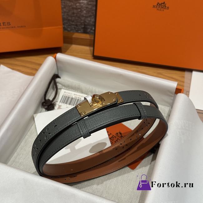 Fortok Hermès Kelly 18 belt Grey 18mm/ 60-100cm Gold Hardware - 1