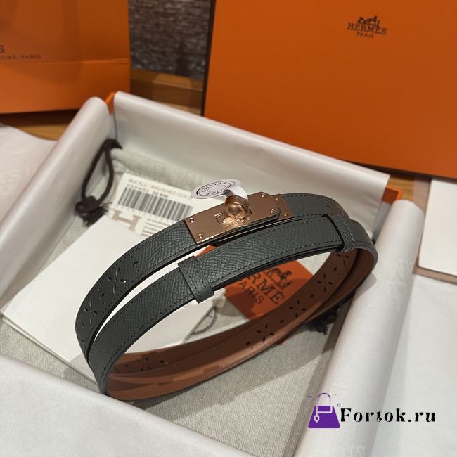 Fortok Hermès Kelly 18 belt Grey 18mm/ 60-100cm Rose Gold Hardware - 1