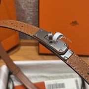 Fortok Hermès Kelly 18 belt Brown 18mm/ 60-100cm Silver Hardware  - 3
