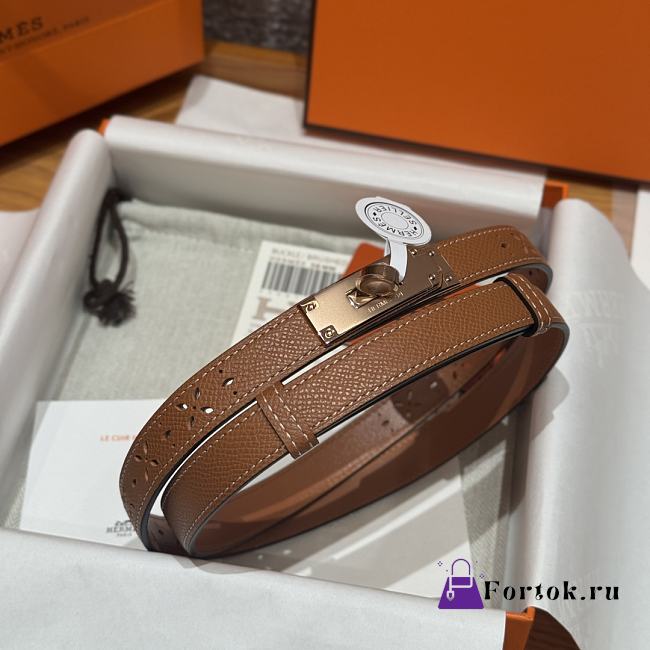 Fortok Hermès Kelly 18 belt Brown 18mm/ 60-100cm Rose Gold Hardware  - 1