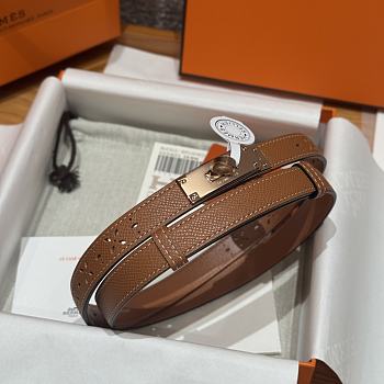 Fortok Hermès Kelly 18 belt Brown 18mm/ 60-100cm Rose Gold Hardware 