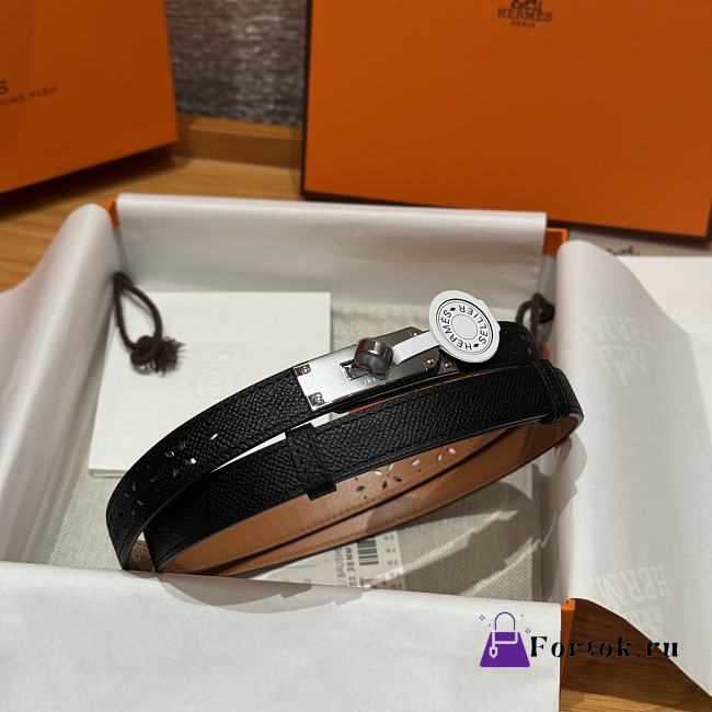 Fortok Hermès Kelly 18 belt Black 18mm/ 60-100cm Silver Hardware  - 1