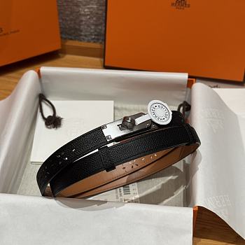 Fortok Hermès Kelly 18 belt Black 18mm/ 60-100cm Silver Hardware 