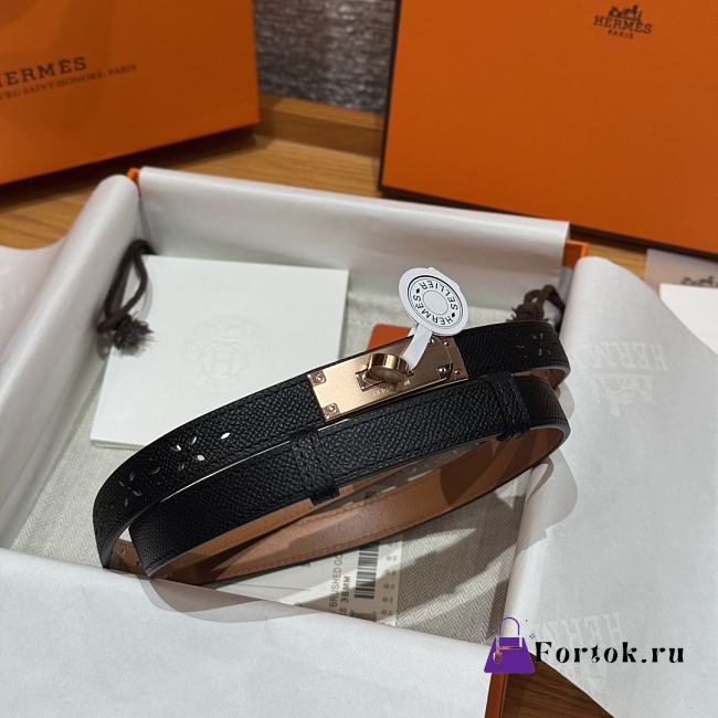 Fortok Hermès Kelly 18 belt Black 18mm/ 60-100cm Rose Gold Hardware   - 1