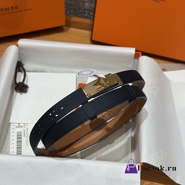 Fortok Hermès Kelly 18 belt Navy Blue 18mm/ 60-100cm Gold Hardware   - 1