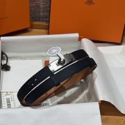 Fortok Hermès Kelly 18 belt Navy Blue 18mm/ 60-100cm Silver Hardware    - 1
