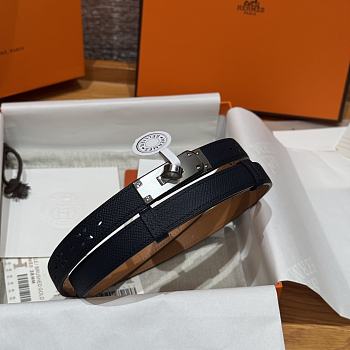Fortok Hermès Kelly 18 belt Navy Blue 18mm/ 60-100cm Silver Hardware   
