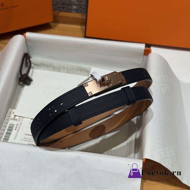 Fortok Hermès Kelly 18 belt Navy Blue 18mm/ 60-100cm Rose Gold Hardware   - 1