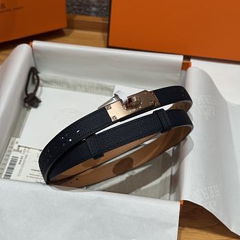 Fortok Hermès Kelly 18 belt Navy Blue 18mm/ 60-100cm Rose Gold Hardware  