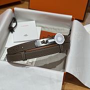 Fortok Hermès Kelly 18 belt Moss Brown 18mm/ 60-100cm Silver Hardware    - 1