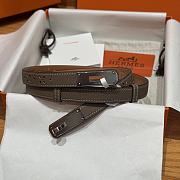 Fortok Hermès Kelly 18 belt Moss Brown 18mm/ 60-100cm Silver Hardware    - 5