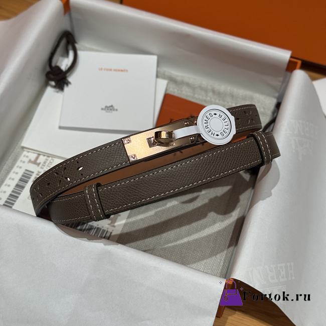 Fortok Hermès Kelly 18 belt Moss Brown 18mm/ 60-100cm Rose Gold Hardware    - 1