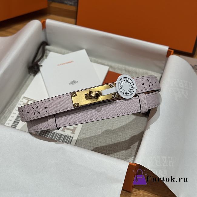 Fortok Hermès Kelly 18 belt Pink 18mm/ 60-100cm Gold Hardware    - 1
