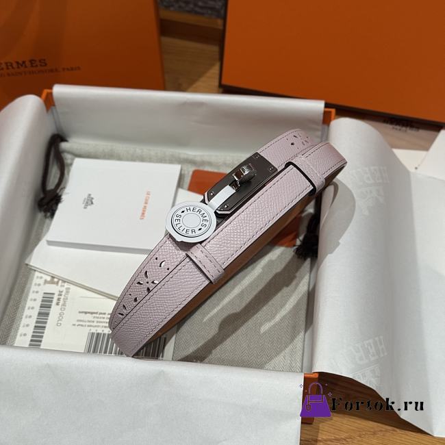 Fortok Hermès Kelly 18 belt Pink 18mm/ 60-100cm Silver Hardware    - 1