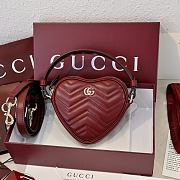 Fortok Gucci Heart-shaped GG Marmont Mini Bag Rouge 13.5 × 11.5 × 2.5 cm - 1