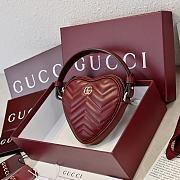 Fortok Gucci Heart-shaped GG Marmont Mini Bag Rouge 13.5 × 11.5 × 2.5 cm - 2
