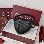 Fortok Gucci Heart-shaped GG Marmont Mini Bag Black 13.5 × 11.5 × 2.5 cm - 5
