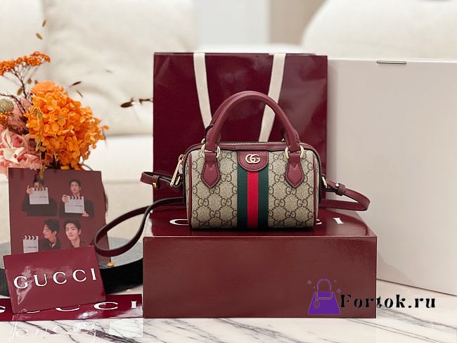 Fortok Gucci Ophidia Mini Boston Bag Rouge 16 × 10 × 9 cm - 1