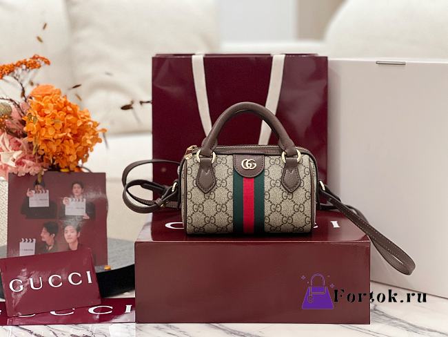Fortok Gucci Ophidia Mini Boston Bag Brown 16 × 10 × 9 cm - 1