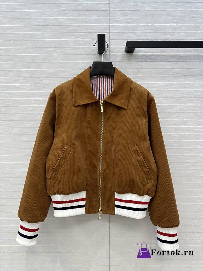 Fortok Thom Browne corduroy bomber jacket Brown  - 1