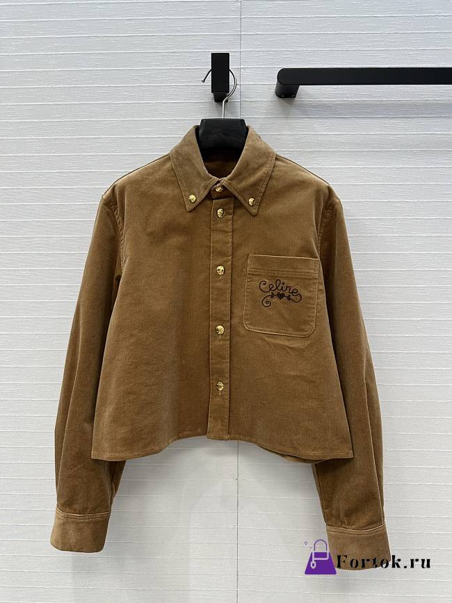 Fortok Celine cropped shirt in corduroy RAW WASH - 1
