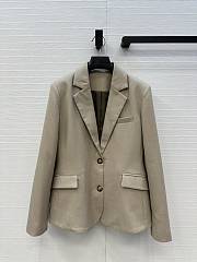 Fortok Loewe 25 Exclusive Belt-Buckle Design Casual Blazer Jacket Beige - 1