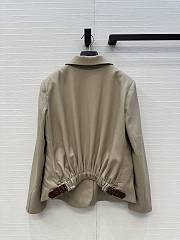 Fortok Loewe 25 Exclusive Belt-Buckle Design Casual Blazer Jacket Beige - 6