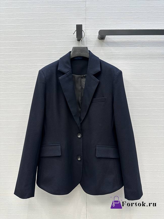 Fortok Loewe 25 Exclusive Belt-Buckle Design Casual Blazer Jacket Navy Blue  - 1