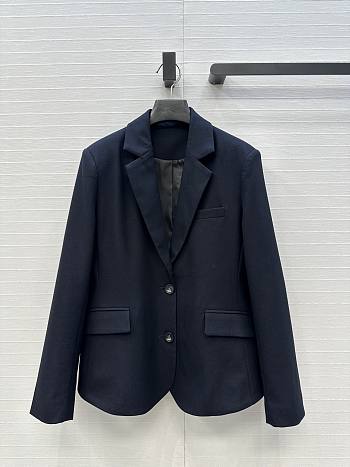 Fortok Loewe 25 Exclusive Belt-Buckle Design Casual Blazer Jacket Navy Blue 