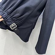 Fortok Loewe 25 Exclusive Belt-Buckle Design Casual Blazer Jacket Navy Blue  - 5