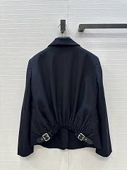 Fortok Loewe 25 Exclusive Belt-Buckle Design Casual Blazer Jacket Navy Blue  - 2