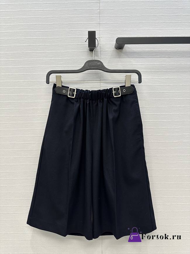 Fortok Loewe Short with leather belt Navy Blue - 1