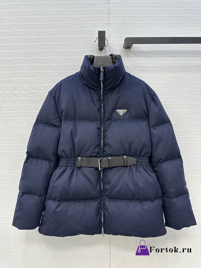 Fortok Prada long sleeves padded down coat Navy Blue  - 1