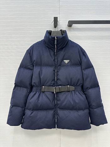 Fortok Prada long sleeves padded down coat Navy Blue 