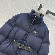 Fortok Prada long sleeves padded down coat Navy Blue  - 5