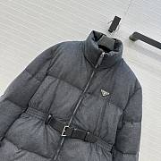 Fortok Prada long sleeves padded down coat Grey - 5