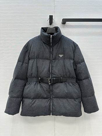 Fortok Prada long sleeves padded down coat Grey