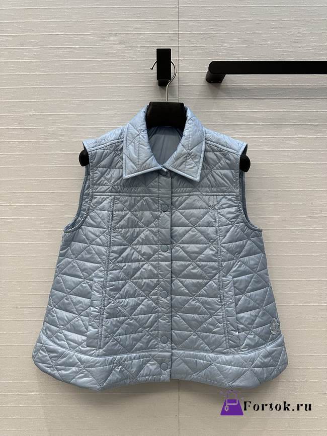 Fortok Moncler Vayres Diamond-Quilted Padded Gilet Light Blue - 1