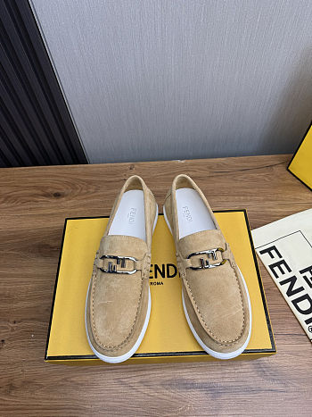 Fortok Fendi O'Lock Loafers Suede Beige