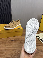 Fortok Fendi O'Lock Loafers Suede Beige - 4