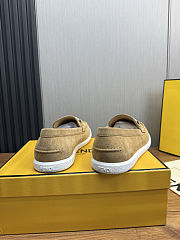 Fortok Fendi O'Lock Loafers Suede Beige - 3