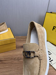 Fortok Fendi O'Lock Loafers Suede Beige - 2