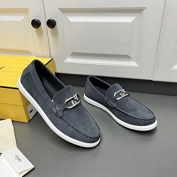 Fortok Fendi O'Lock Loafers Suede Grey