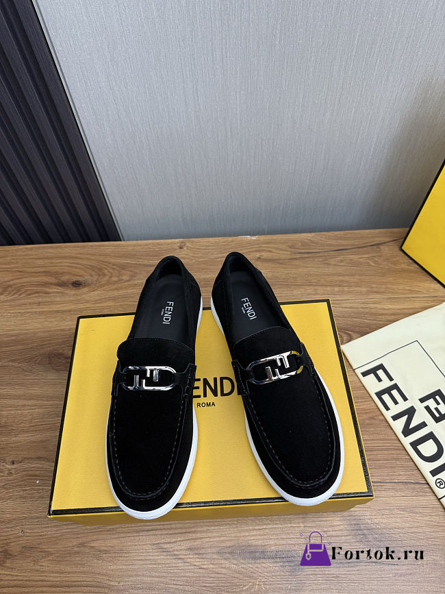 Fortok Fendi O'Lock Loafers Suede Black - 1