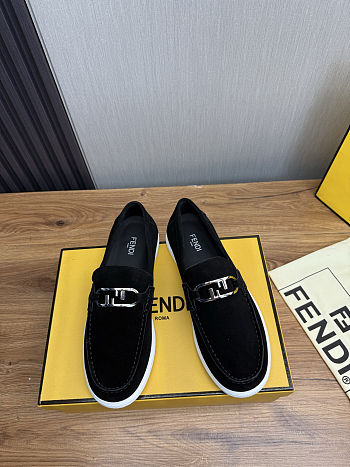 Fortok Fendi O'Lock Loafers Suede Black